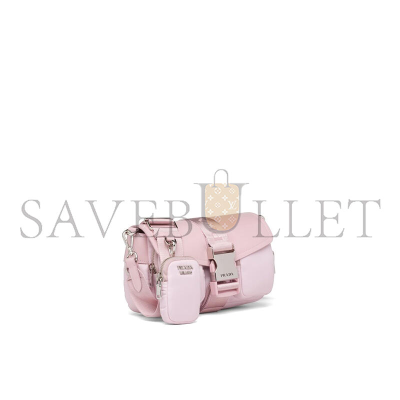PRADA NYLON AND GLOSSED LEATHER SHOULDER BAG 1BD295 (23*12.5*5.5cm) 